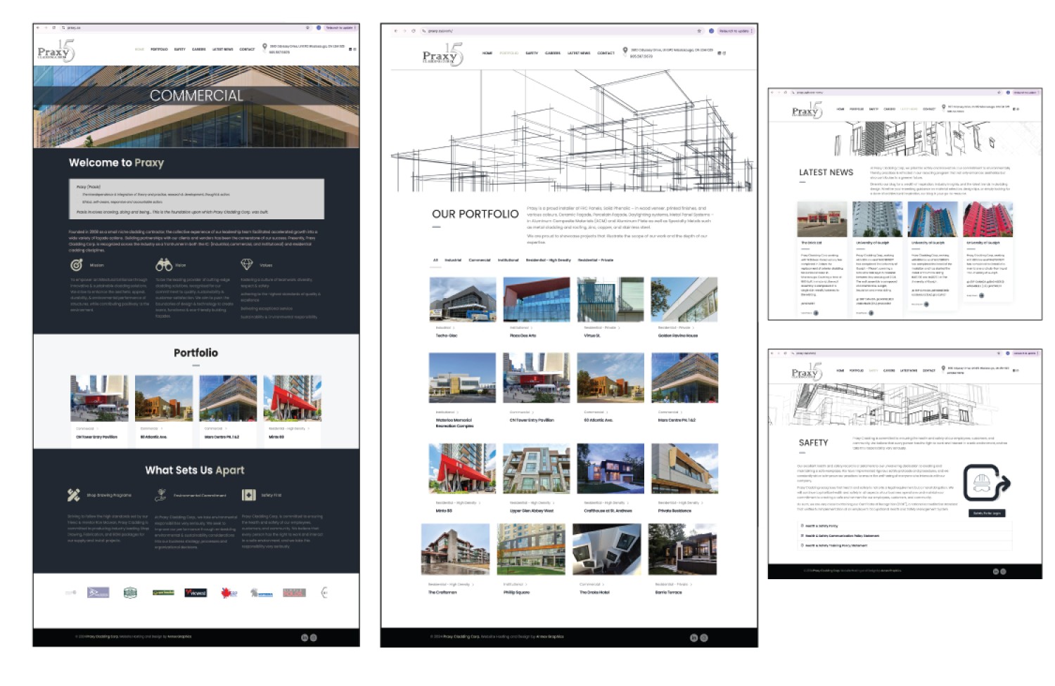 Praxy Cladding Corp. Website design by Annex Graphics