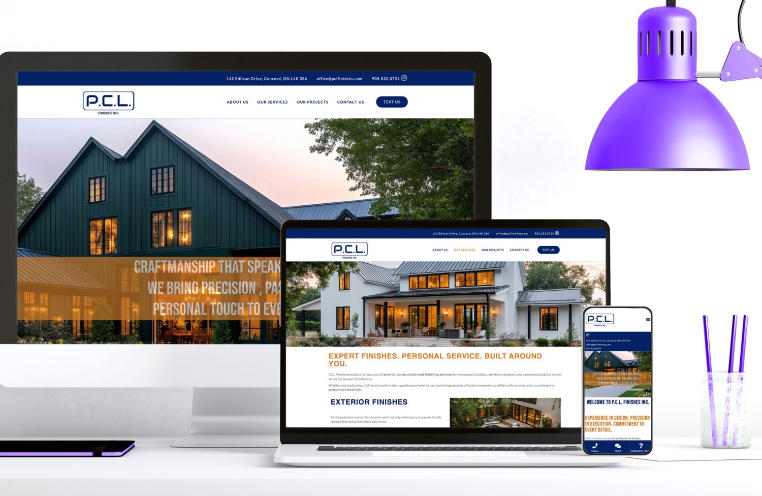 PCL Finishes website design
