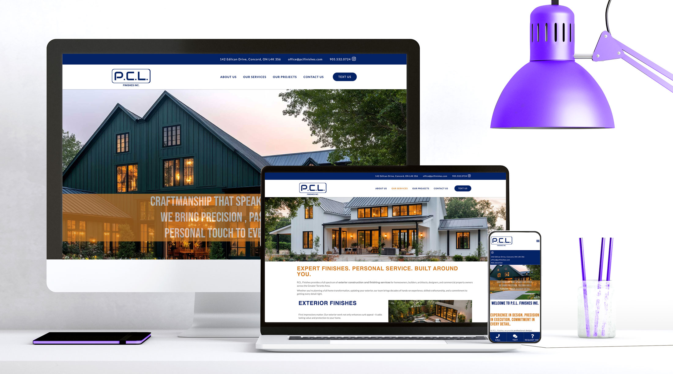 PCL Finishes website design